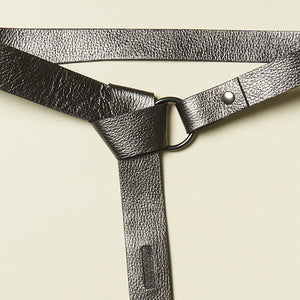 metalized graphite leather belt