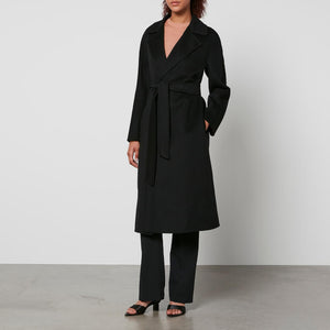 black wool & cashmere robe coat