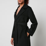 Load image into Gallery viewer, black wool &amp; cashmere robe coat
