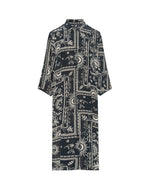 Carregar imagem no visualizador da galeria, dark blue printed silk-blend shirt dress
