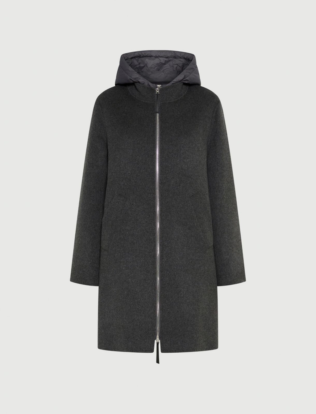 dark grey detachable-padding coat