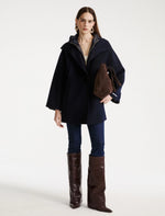 Load image into Gallery viewer, midnight blue Wool pea coat and cape set
