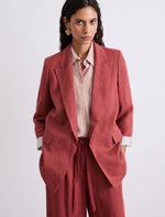 Load image into Gallery viewer, Pure linen blazer - BRICK RED
