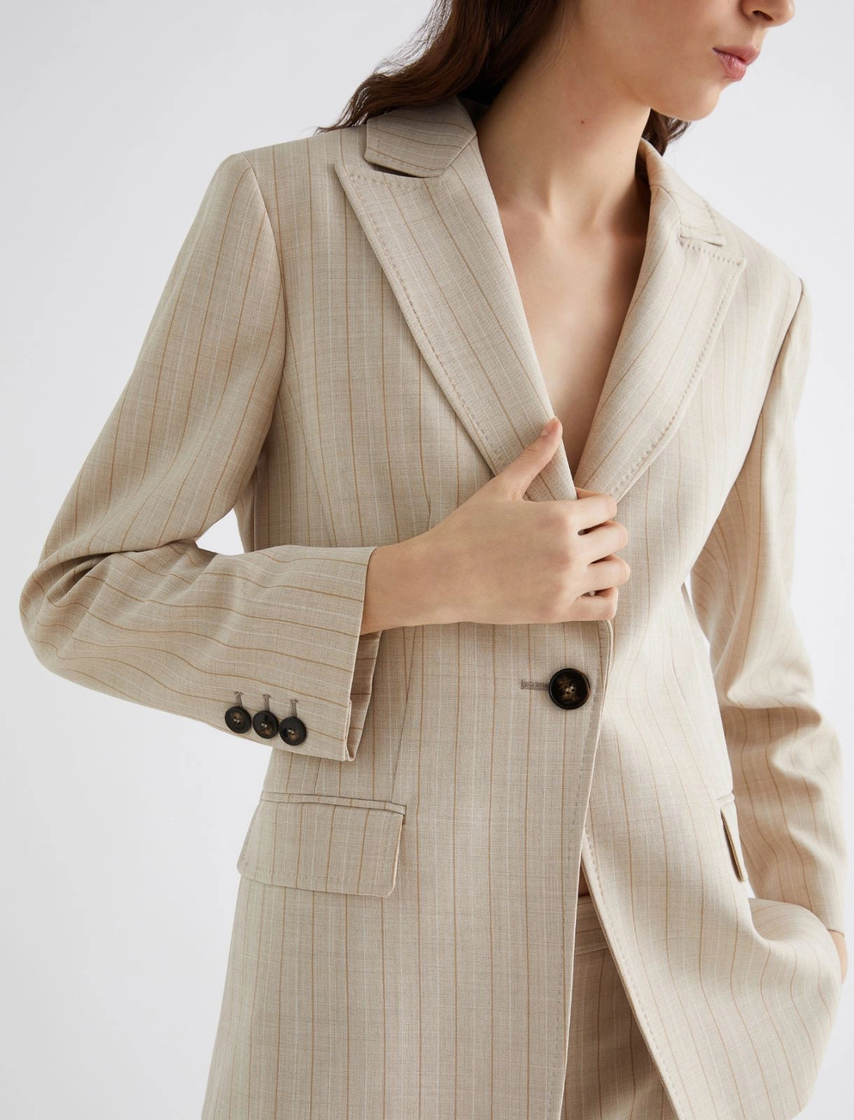 ecru stretch canvas blazer