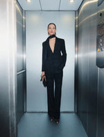 Carregar imagem no visualizador da galeria, navy Single-breasted blazer with sash
