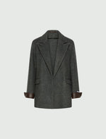 Carregar imagem no visualizador da galeria, melange dark grey double-sided fabric blazer
