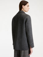 Carregar imagem no visualizador da galeria, melange dark grey double-sided fabric blazer
