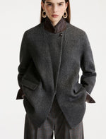 Carregar imagem no visualizador da galeria, melange dark grey double-sided fabric blazer
