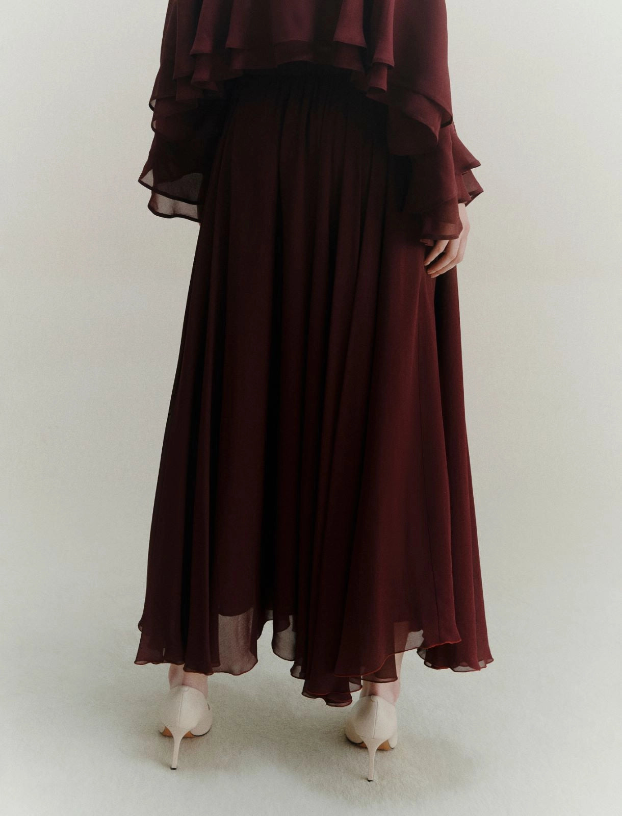 bordeaux long georgette skirt