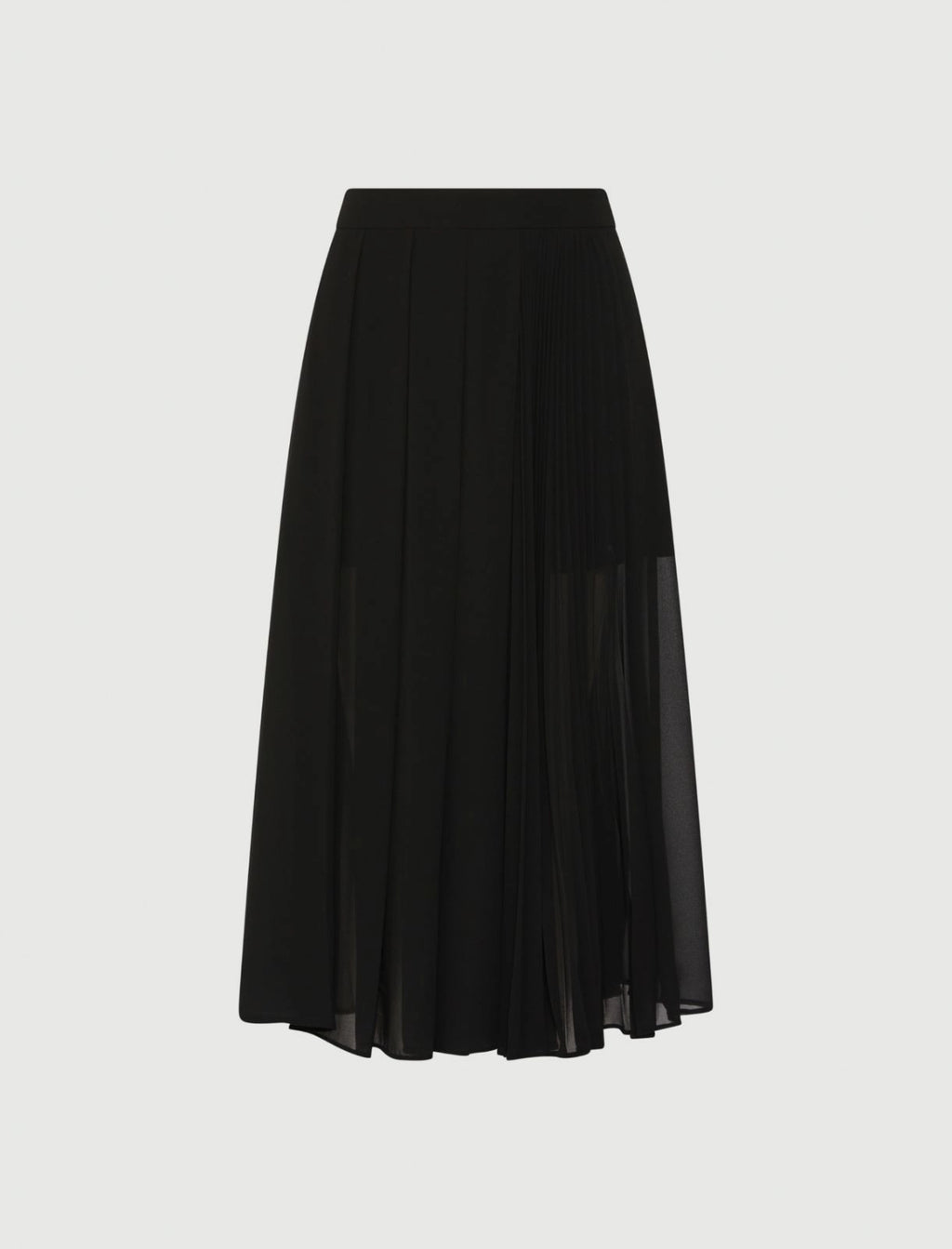 black plissé-pleated georgette skirt