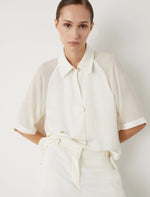 Load image into Gallery viewer, wool white satin blouse
