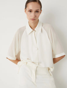 wool white satin blouse
