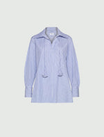 Load image into Gallery viewer, Neckerchief-adorned cotton poplin shirt - LIGHT BLUE
