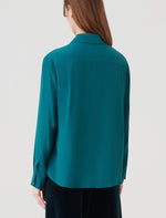 Load image into Gallery viewer, dark green crepe shirt
