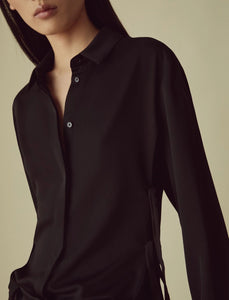 black satin shirt