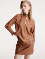 Load image into Gallery viewer, brown Habutai silk shirt
