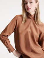 Load image into Gallery viewer, brown Habutai silk shirt
