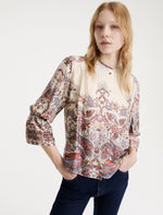 Load image into Gallery viewer, cream Printed satin shirt
