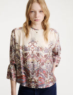 Load image into Gallery viewer, cream Printed satin shirt
