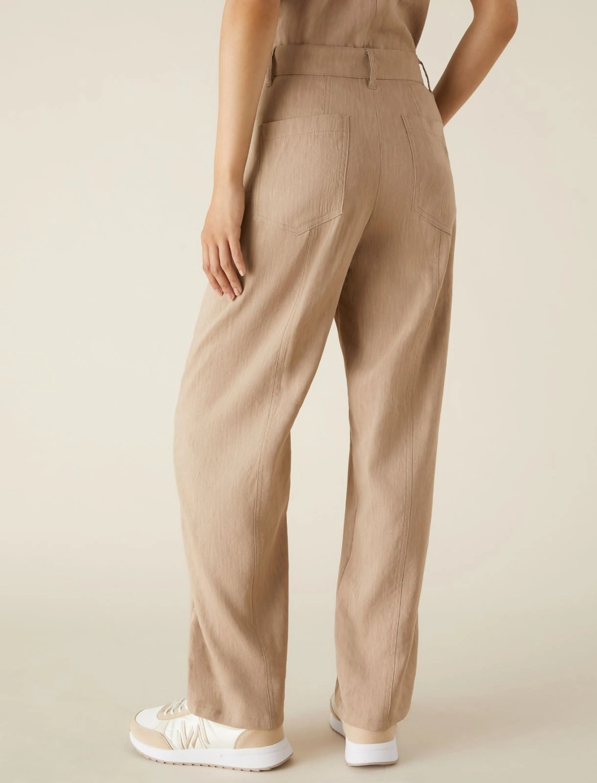 beige carrot-fit trousers