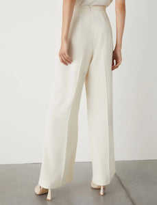 wool white wide-leg trousers