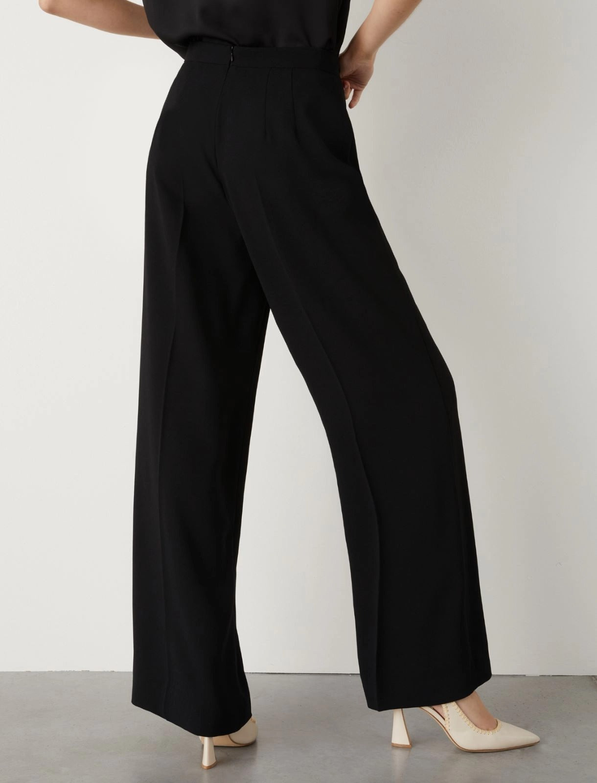 black wide-leg trousers
