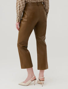 olive straight-leg trousers