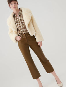 olive straight-leg trousers