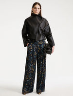 Load image into Gallery viewer, navy printed twill trousers
