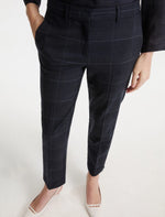 Load image into Gallery viewer, navy Stretch Trousers with Ankle Slits

