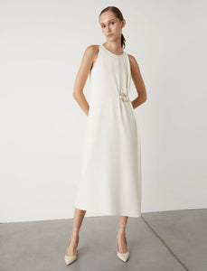 wool white crepe dress