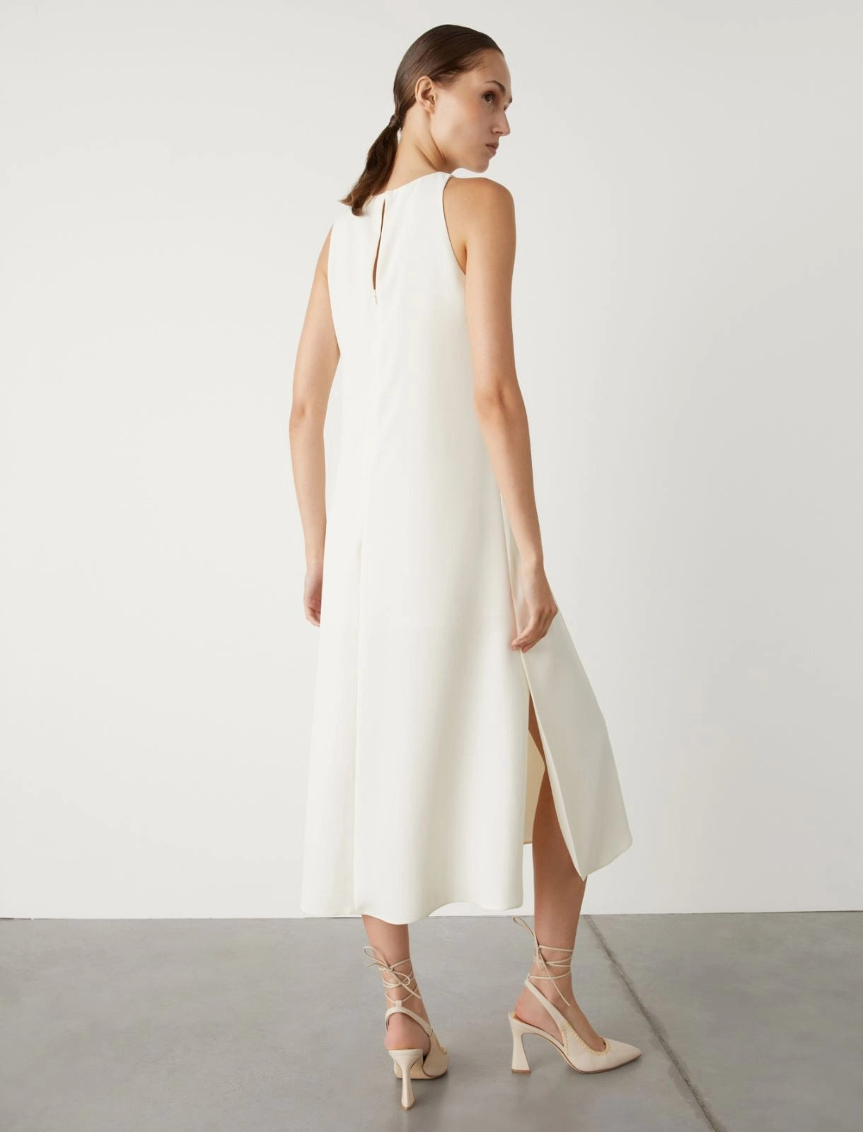 wool white crepe dress