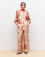 Load image into Gallery viewer, rose print silk palazzo trousers
