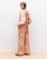 Load image into Gallery viewer, rose print silk palazzo trousers
