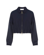 Load image into Gallery viewer, dark blue satin bomber jacket
