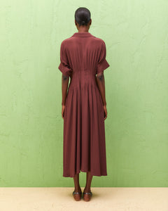 cocoa dress with pleats