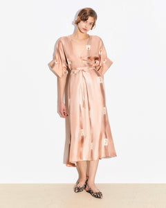 rose print silk dress