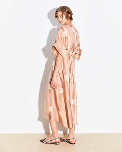 rose print silk dress