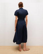 Load image into Gallery viewer, dark blue flared elegant dress
