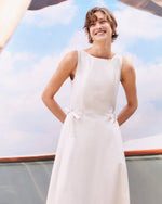 Load image into Gallery viewer, white flared cotton poplin dress

