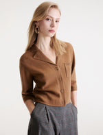 Load image into Gallery viewer, camel Boxy cashmere and wool shirt jacket
