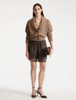 Load image into Gallery viewer, hazelnut Wool-blend button-front cardigan
