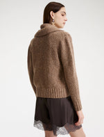 Load image into Gallery viewer, hazelnut Wool-blend button-front cardigan

