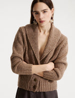 Load image into Gallery viewer, hazelnut Wool-blend button-front cardigan
