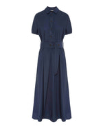 Load image into Gallery viewer, dark blue flared elegant dress
