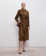 Carregar imagem no visualizador da galeria, Printed silk twill dress - Chocolate
