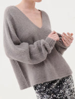 Load image into Gallery viewer, grey oversized alpaca blend sweater
