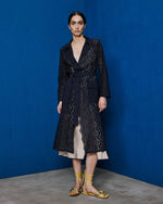 Load image into Gallery viewer, blue broderie trench coat
