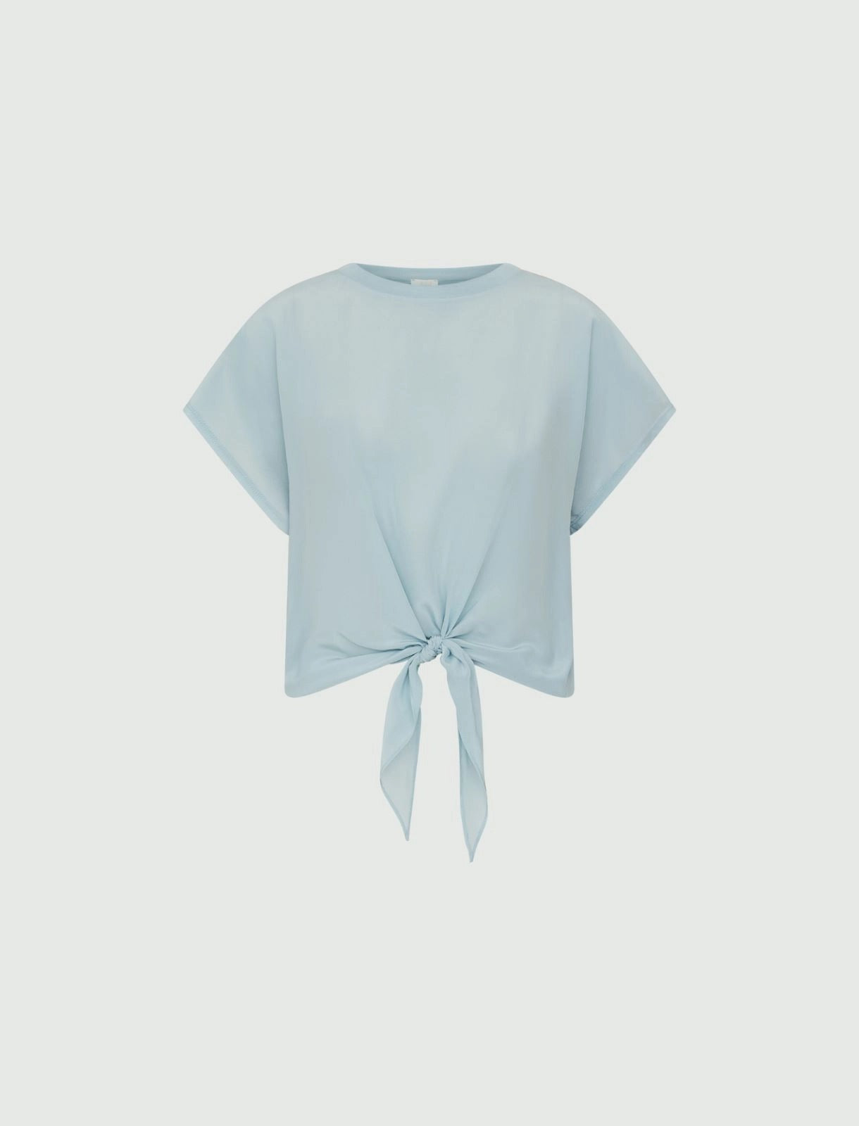 sky blue knot-detail T-shirt
