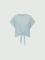 Load image into Gallery viewer, sky blue knot-detail T-shirt
